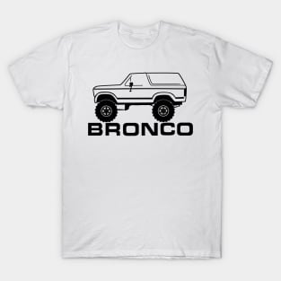 1980-1986 Ford Bronco Side, w/Tires, Black Print T-Shirt